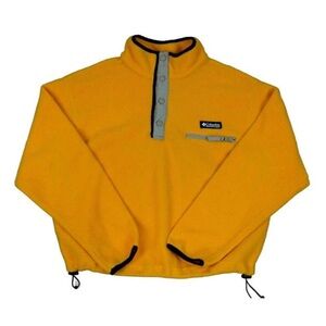 Columbia Yellow Fleece Pullover Snap Neck Jacket Size M Retro Outdoor Sweater